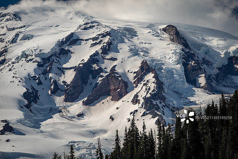 雷尼尔山雪山风景，华盛顿州塔科马，美国图片素材