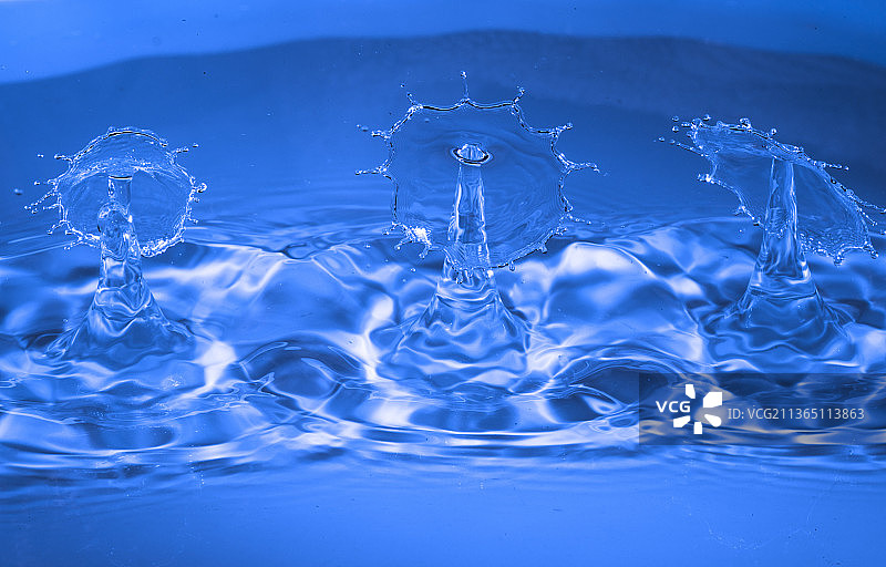 水滴碰撞飞溅特写图片素材