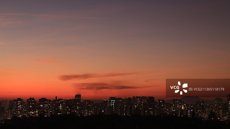 圣保罗日落时分的天际线剪影图片素材