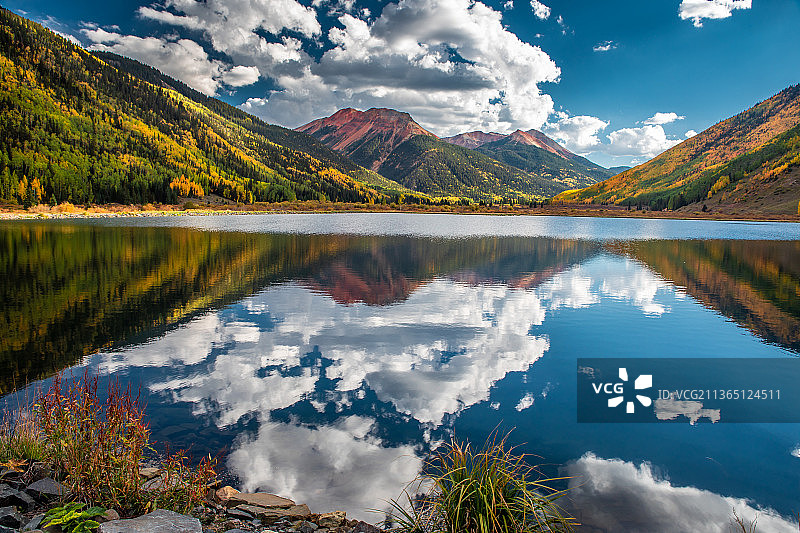 冬天来了，美国科罗拉多州里奇韦湖光山色图片素材