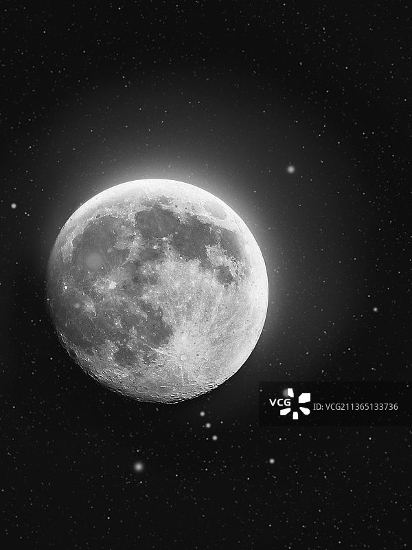 璀璨未来，意大利罗马夜空月亮低角度景观图片素材