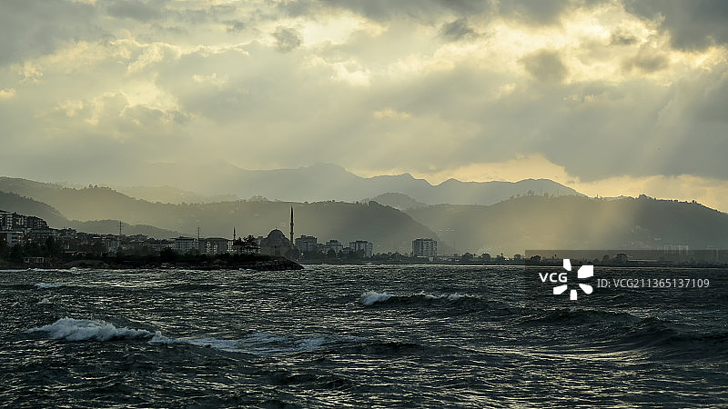 黑海日落美景，土耳其吉雷松布兰贾克图片素材