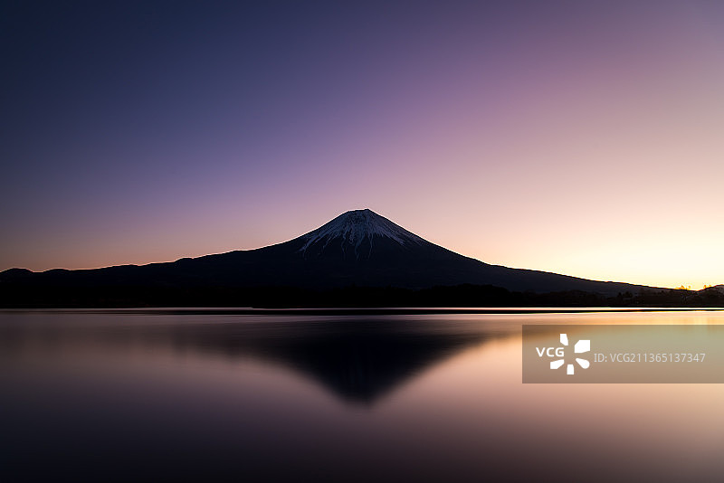 日本田贯湖日落风光图片素材
