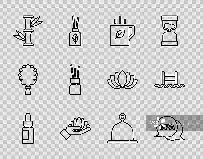 设置线条精油瓶水疗沙龙杯图片素材