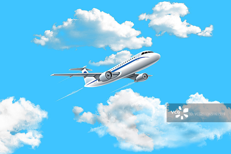 多云天空下的飞机图片素材
