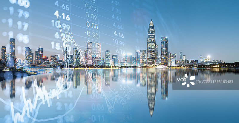 深圳后海金融区和市场经济股票波动概念图片素材