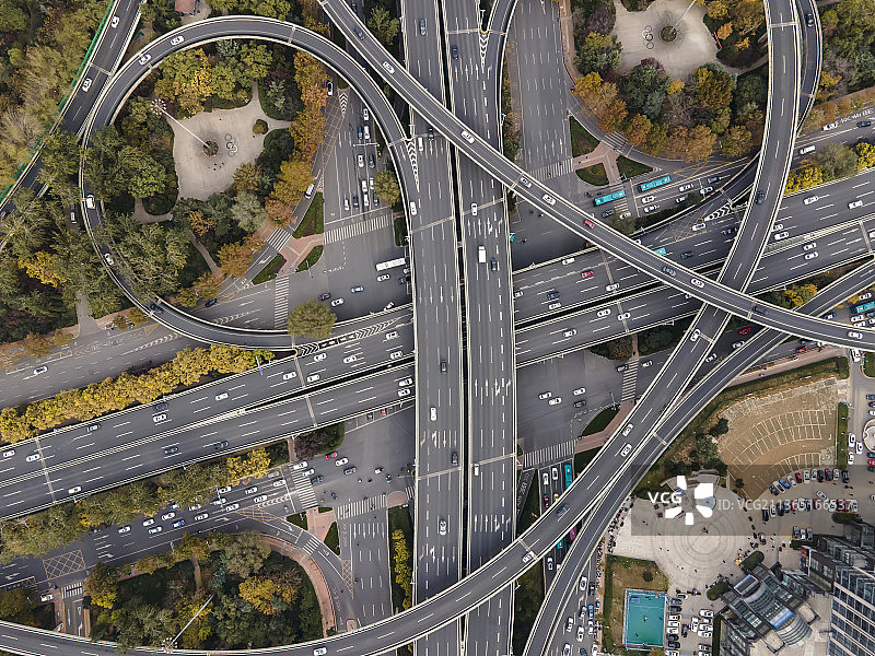 航拍中国现代城市道路立交桥图片素材