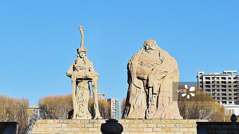 忽必烈与元妃图片素材