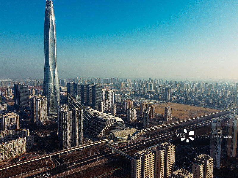 天津 滨海区 周大福金融中心 泰达  文化广场 中央大道 滨海广场图片素材
