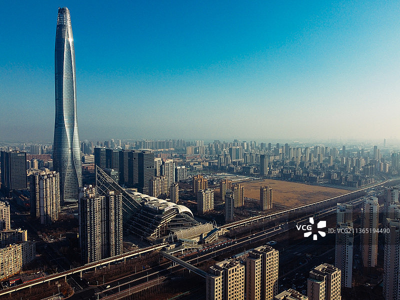 天津 滨海区 周大福金融中心 泰达  文化广场 中央大道 滨海广场图片素材