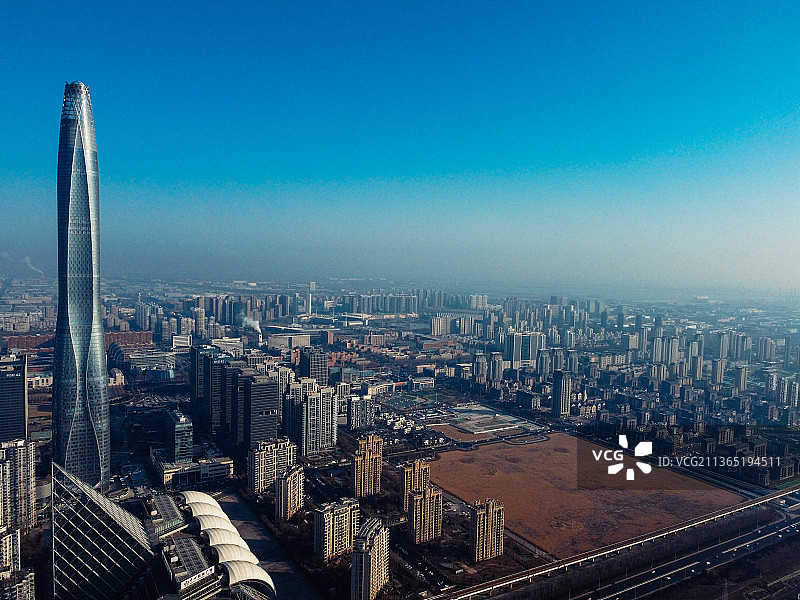 天津 滨海区 周大福金融中心 泰达  文化广场 中央大道 滨海广场图片素材