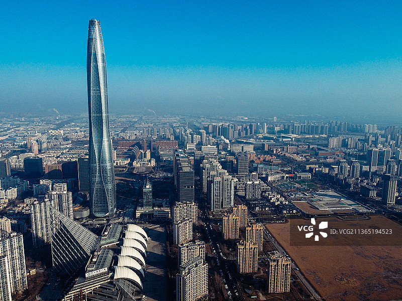 天津 滨海区 周大福金融中心 泰达  文化广场 中央大道 滨海广场图片素材