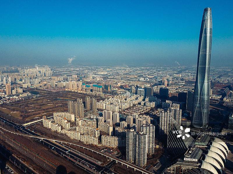 天津 滨海区 周大福金融中心 泰达  文化广场 中央大道 滨海广场图片素材