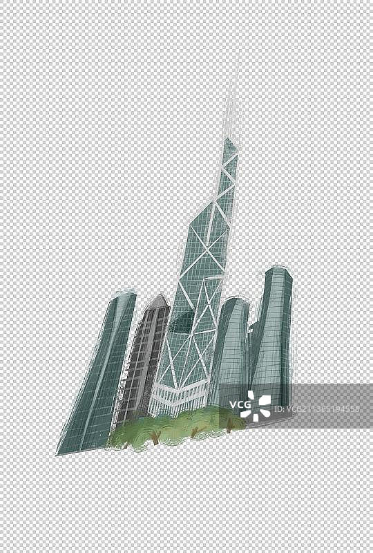 香港地标建筑中银大厦插画元素图片素材