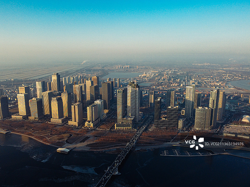 天津 滨海新区 于家堡 中心商务区 海河开启桥 宝龙广场  中央大道图片素材