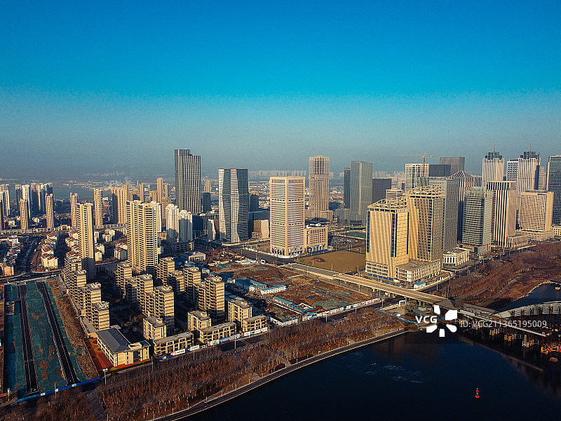 天津 滨海新区 于家堡 中心商务区 海河开启桥 宝龙广场  中央大道图片素材