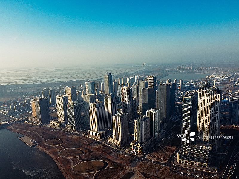 天津 滨海新区 于家堡 中心商务区 海河开启桥 宝龙广场  中央大道图片素材