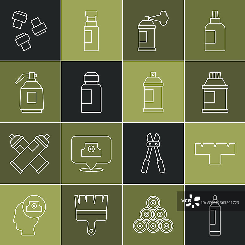 标记笔附件、颜料和水粉线条组合图片素材