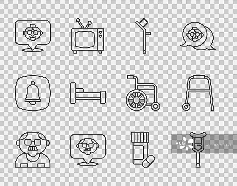 祖父与拐杖线性组合图片素材