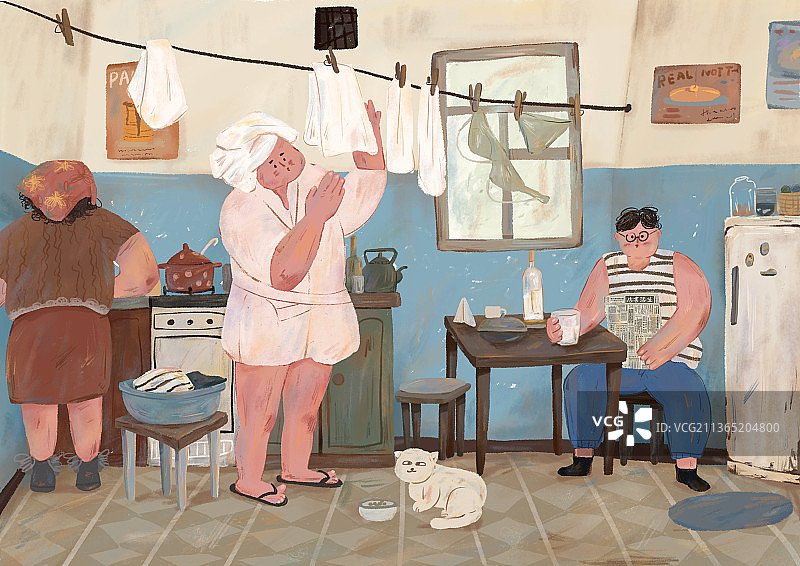 复古人物插画/装饰画图片素材