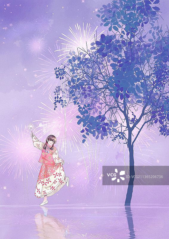 新年日系场景风景插画壁纸封面插画图图片素材