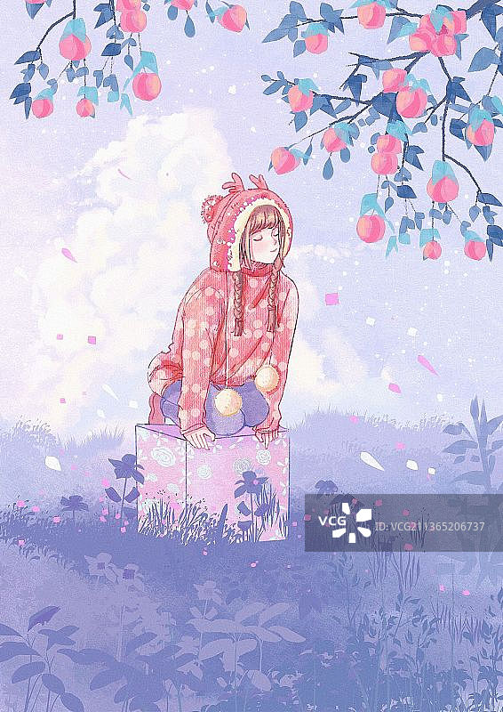 新年日系场景风景插画壁纸封面插画图图片素材