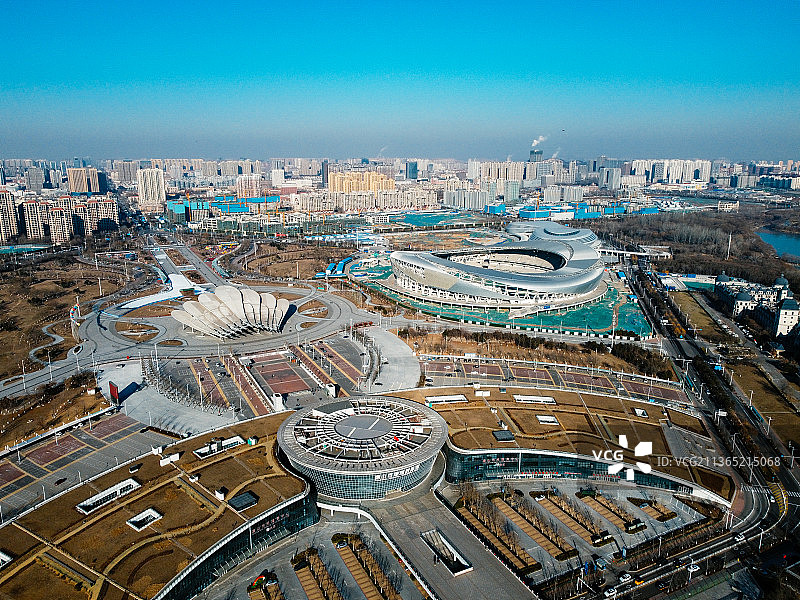 唐山 南湖 会展中心 图书馆 大剧院 世园广场 路南区 工人文化宫图片素材