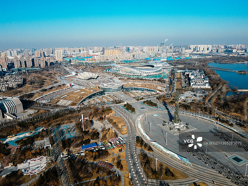 唐山 南湖 会展中心 图书馆 大剧院 世园广场 路南区 工人文化宫图片素材