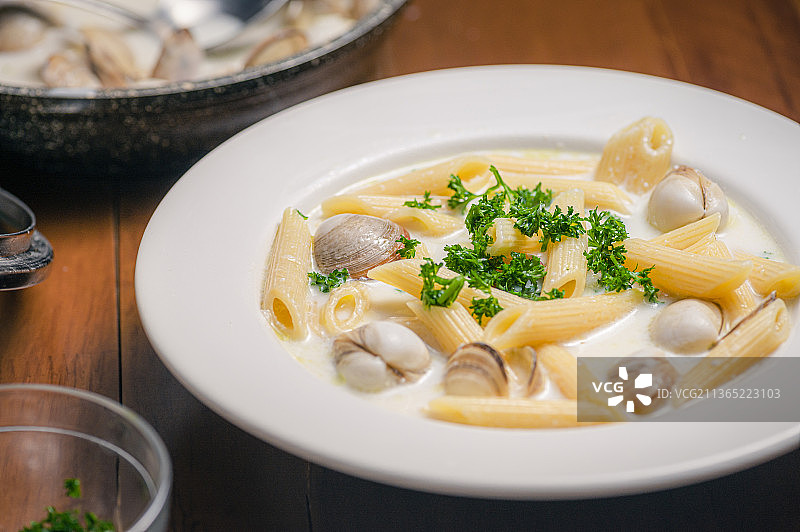 奶油白蛤意大利面图片素材