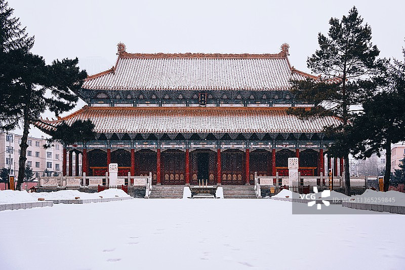 雪落吉林文庙图片素材