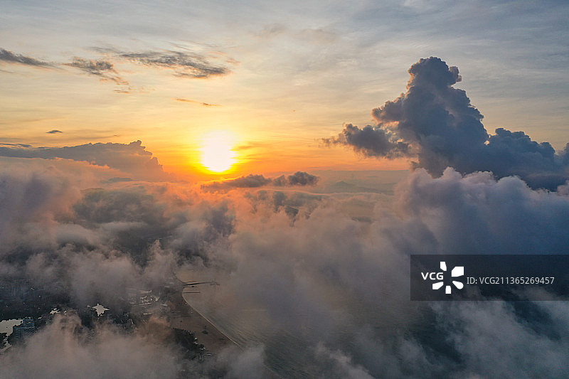 深圳小梅沙云海日出图片素材