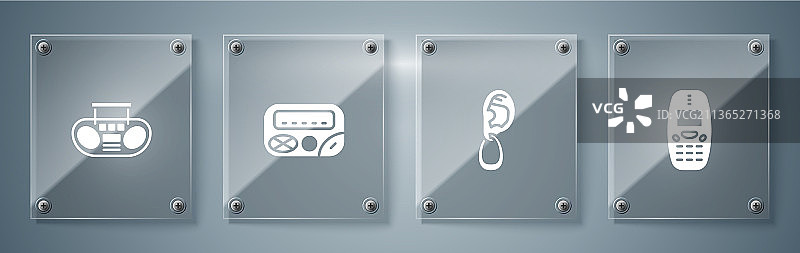 带有耳环和寻呼机的旧手机场景图片素材