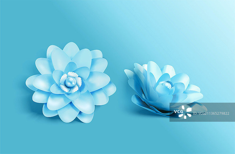 优雅蓝色纸花装饰特写图片素材