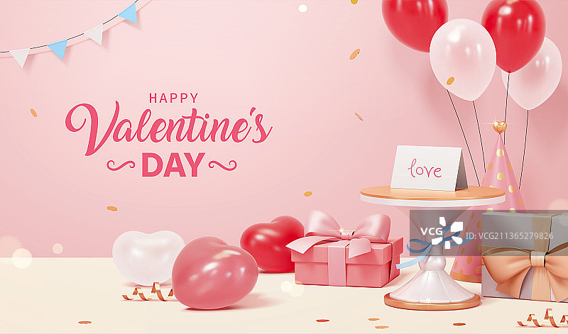 浪漫情书派对主题三维模板图片素材