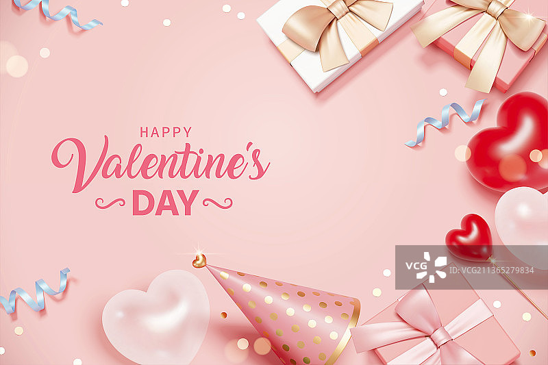 浪漫情人节派对三维横幅图片素材