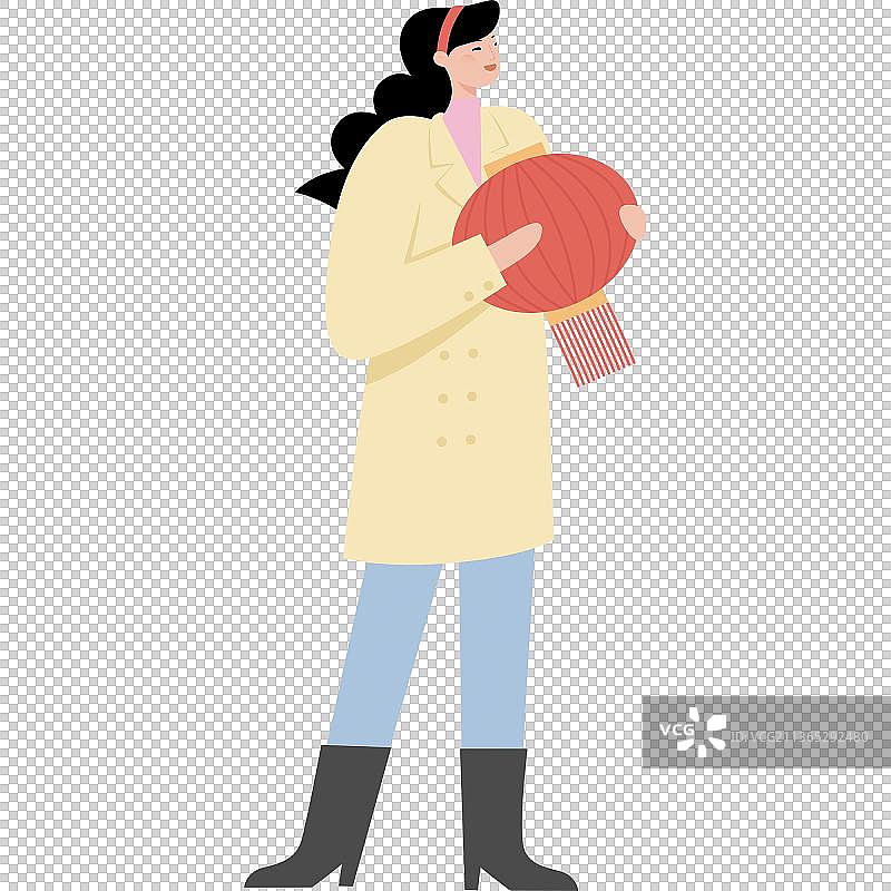 拿着灯笼的女生图片素材