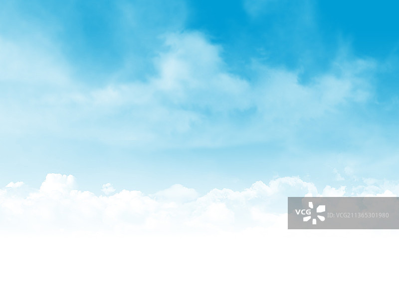 蓝天白云抽象插画图片素材