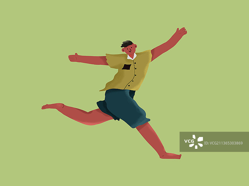 乐活族男孩放飞自我人物插画图片素材