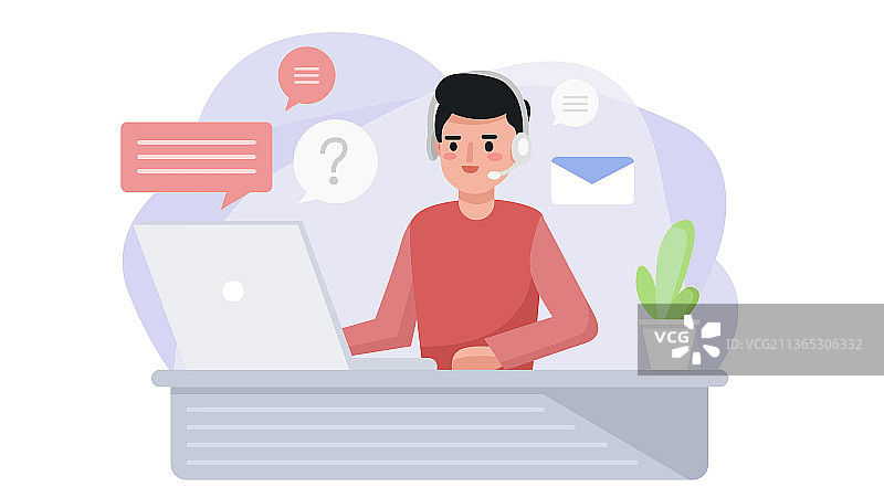 卡通客服矢量插画图片素材