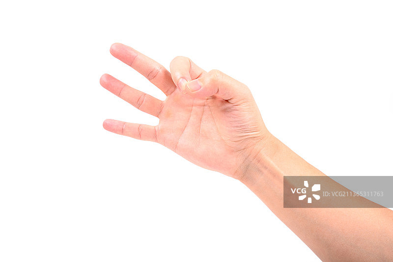 在白色背景上做出数字手势的手图片素材