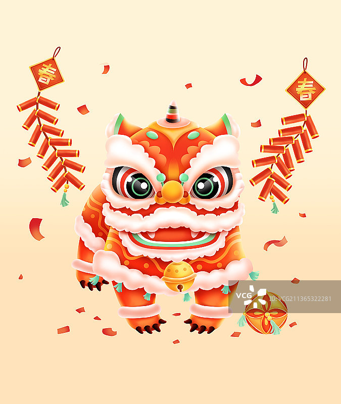 中国传统文化春节舞狮图片素材