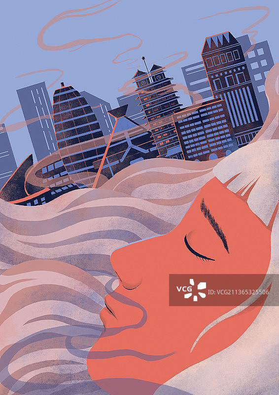 雾霾下的城市与我图片素材