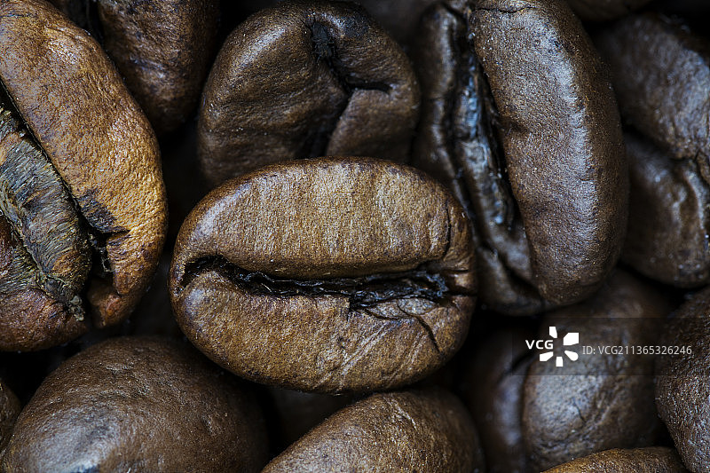 烘焙咖啡豆全画幅特写图片素材
