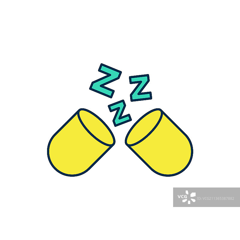 填充轮廓的安眠药丸图标图片素材
