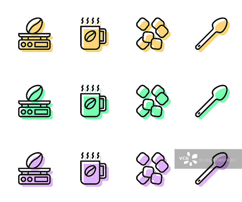 方糖电子咖啡秤组合图片素材