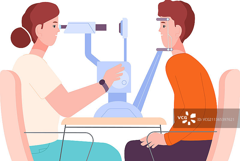验光师检查眼睛图片素材
