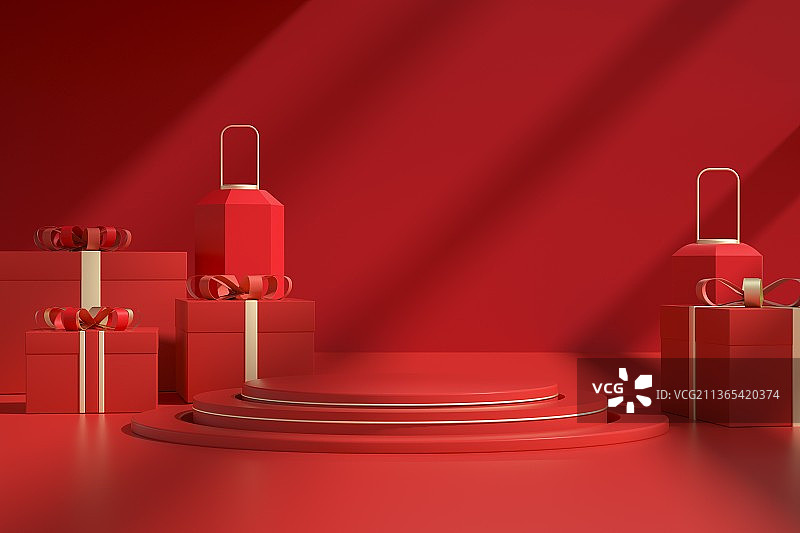 红色高雅空间三维图形背景图片素材