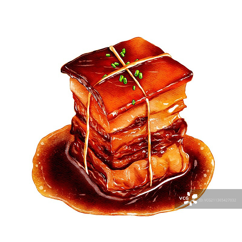 水彩东坡肉图片素材