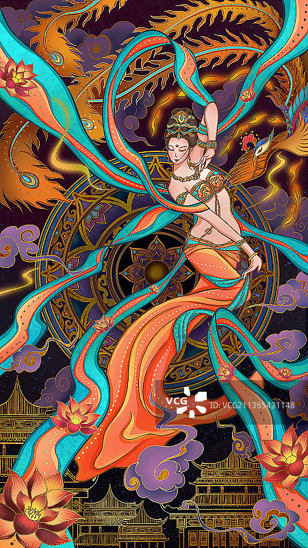 国风飞天系列插画|普度图片素材