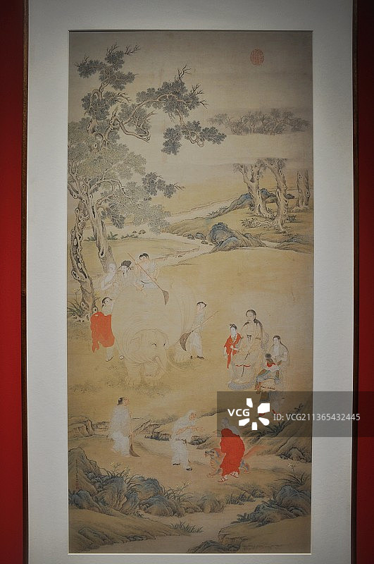 故宫博物院清代《乾隆皇帝洗象图》图片素材